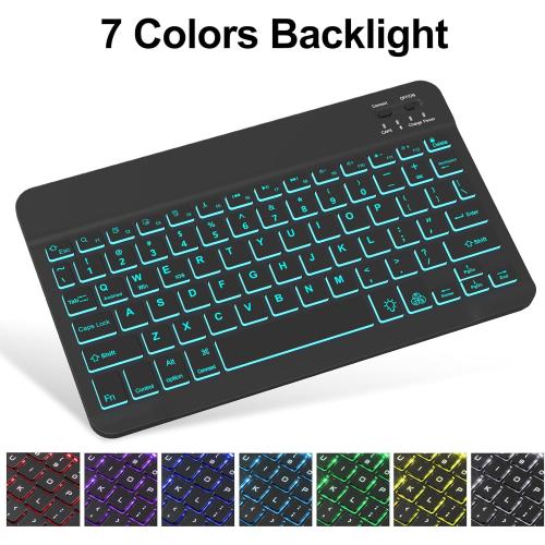 BORIYUAN iPad 10.2 inch Case with Keyboard, Detachable Bluetooth Keyboard with 7 Color Backlit, Slim Folio Smart Cover with Pencil Holder for iPad 9th/8th/7th Gen/iPad Pro 10.5/iPad Air 3rd Gen Black