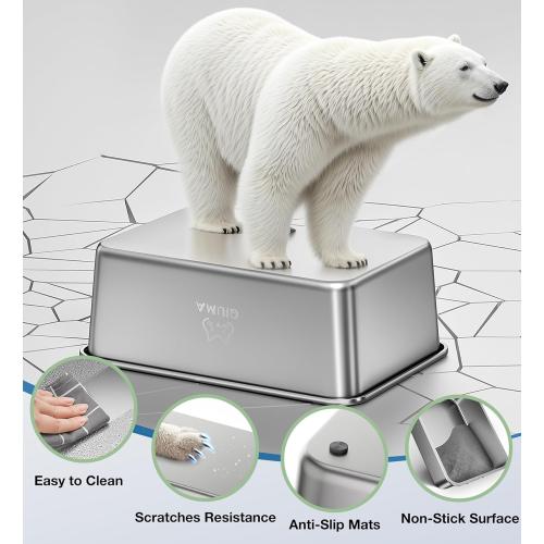 Stainless Steel Litter Box with Handle, Large Metal Cat Litter Box with High Sided for Big and Small Cats, Kitty Litter Boxes, Non-Stick, Easy to Clean, Odor-Free, Cat Toilet，Litterbox