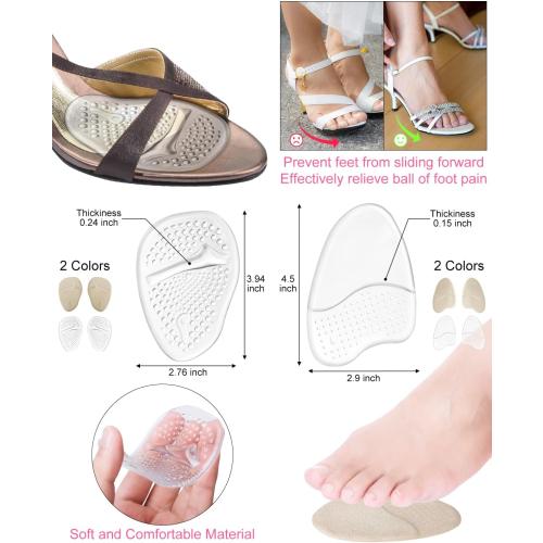 10Pcs High Heel Comfort Pads, Ball of Foot Cushions for Heels, Silicone Shoe Inserts for Women Shoes Too Big, Soft Shoe Pads Insoles for High Heels (Clear-Silicone)