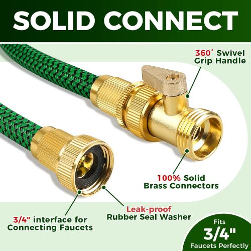 Upgraded Garden Hose 25 5ft, Non-Expandable Hose, Heavy Duty Kink-Resistant Flexible Water Hose with High-Density Fabric,LeakProof Hose Metal Shut-Off Valve Connector for Patio, Car Wash. (30FT)