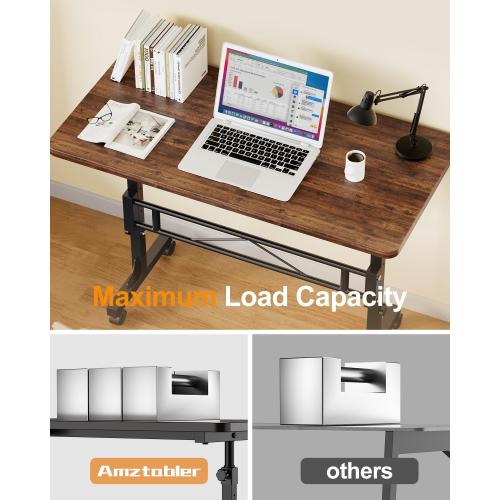 Size 32 Small Standing Desk Adjustable Height, Mobile Stand Up Desk with Wheels, 32 Inch Portable Rolling Desks for Walking Pad Treadmill Wood Rustic