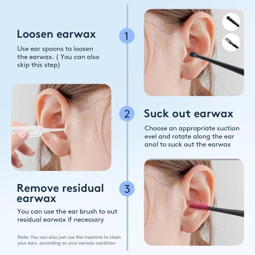 Ear Vacuum Wax Removal Kit, 9 Levels Strong Suction Ear Wax Vacuum Cleaner Electric Ear Wax Remover USB Rechargeable Reusable Ear Suction Device for Adults Children Indoor Outdoor Travel