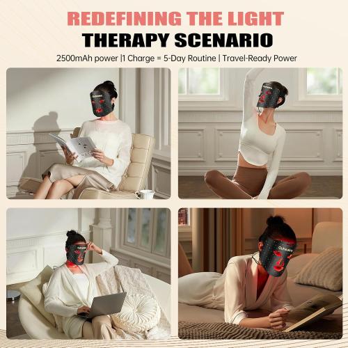 Red Light Therapy for Face, Near-lnfrared 850 LED Face Mask Light Therapy 3 Modes Portable Led Face Mask Light Therapy with Rechargeable Remote, Red Light Therapy Mask with Timing Function