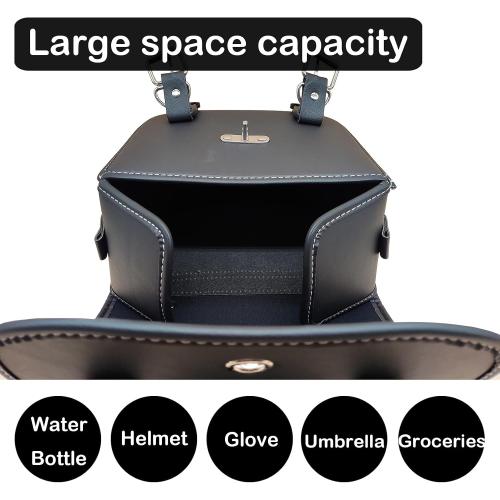 Motorcycle Saddlebags, Scooter Powersports Faux Leather Saddle Bags, Softail Universal Throw Over Sportster Saddlebags for Motorcycles Side Bag Small (10.24 x 4.72 x 8.66 inches)