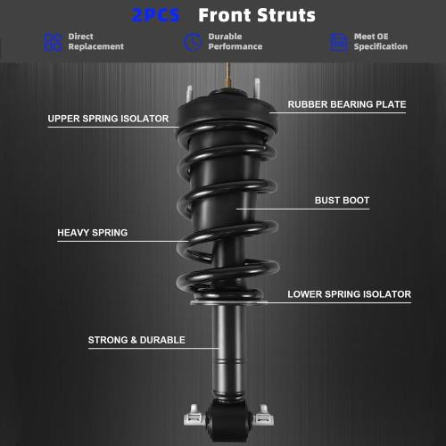 Generic 19353951 580-435 2Pcs Front Struts Shock Absorber Assembly w/Magnetic with Electronic Suspension Compatible with 2007-2014 Cadillac Escalade Chevy Tahoe Suburban Gmc Yukon Sierra 1500