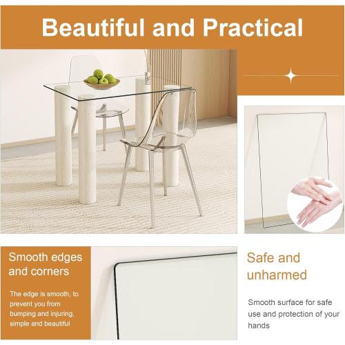 24 x 36 Tempered Glass Table Top Rectangle 0.31 Thick Flat Polished Edge Top Protector for Dining, Patio, Coffee Table (24x36 inch)