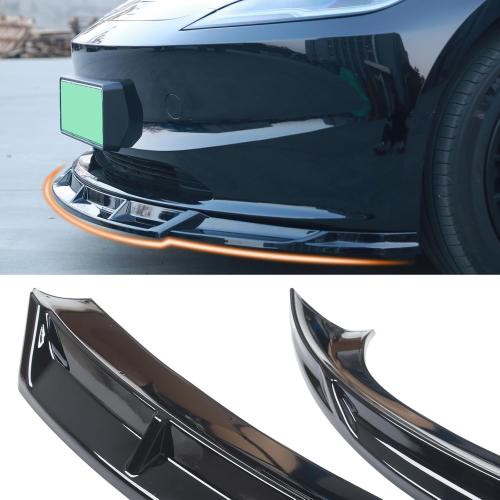 Front Bumper Lip Front Splitter Spoiler Front Wing Fit for 2024-2025 Tesla Model 3 Highland Facelift Accessories (Glossy Black)