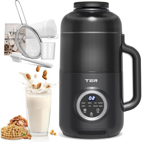 40oz Nut Milk Maker Machine, 10 in 1 Automatic Soy Milk Maker for Homemade Almond, Oat, Soup, Plant-Based Soybean Machine with Delay Start/Keep Warm/Boil Water/Self Cleaning/Quiet Blender, Black