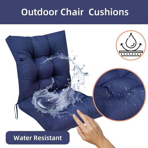 Outdoor Wicker Chair Cushions Set of 2 Solid Fluffy Patio Chair Cushion High Back Waterproof Patio Rocking Chair Replacement Pads for Outdoor Furniture Dark Grey 41.7*20.8*3.9