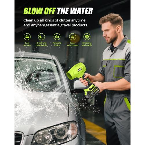 Leaf Blower Cordless with Battery and Charger, 980,000 RPM, Extended Nozzle, Lightweight Handheld Design,Blower for Lawn Care,Birthday Gifts for Men Dad Husband(Moss Green)