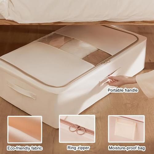 Set 2 Foldable Underbed Storage Bag with Handles, Under Bed Storage Containers, Underbed Storage Box with Clear Window, Closet Organizers and Storage