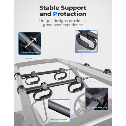 KEMIMOTO UTV Overhead Tool Holder, Hunting Tool and Bow Rack for 23 - 32 in Roll Bars Depth, Compatible with Polaris Ranger, Mule