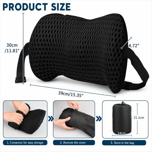 Lumbar Support Pillow - Memory Foam Back Cushion for Chair