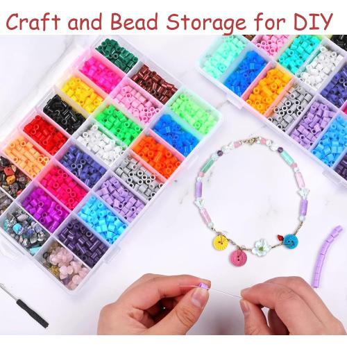 3 Pcs 36 Large Grids Clear Plastic Organizer Box with Adjustable Dividers Craft Organizers Box for Bead,Jewelry,DIY Crafts,Art,Small Items Storage (Clear-3pack-108 Grids)