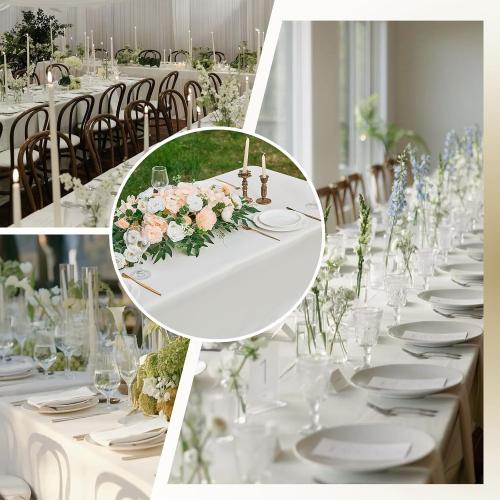 FINDYOU Ivory 6 Pack Polyester Table Cloth 60 x 102 Inch, Rectangle Tablecloths for 6 Foot Tables Washable Table Cloth for Party Wedding