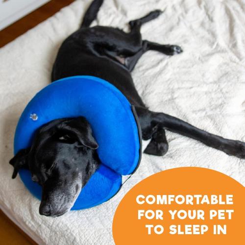 BENCMATE Inflatable Dog Cone Collar Alternative, Soft Dog Cone for Small Medium Large Dogs and Cats, Neck Recovery ECollar Donut Collar After Surgery (Large, Blue)