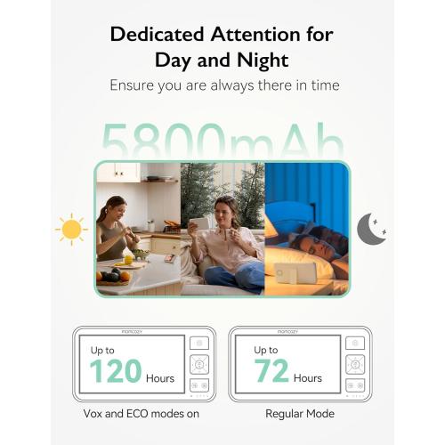 Momcozy Video Baby Monitor, 5.5” 1080P Full HD Baby Monitor with Camera No WiFi, Infrared Night Vision, 5800mAh 120-hrs Battery, ECO, VOX, 2-Way Audio, 1640ft Range, Record and Rewind Locally, BM03