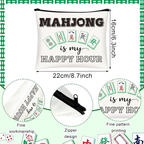 9 Pcs Mahjong Cosmetic Bag Gifts for Women Mahjong Makeup Bag Mah Jong Zippered Pouch for Lover Player Mothers Birthday Party Lucky Mah Jong Gift Coquette Accessories (Classic)