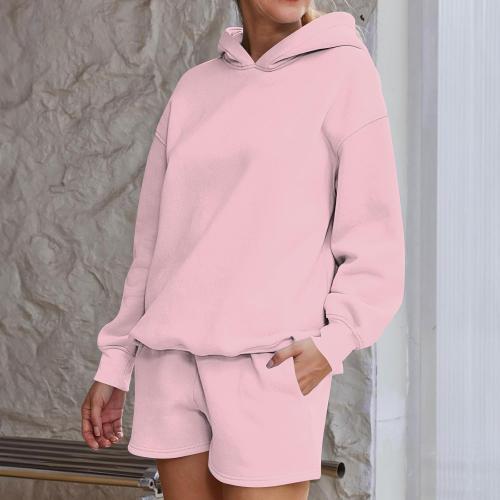 Basysin Lounge Sets for Women Womens 2 Piece Outfits Solid Oversized Hoodies Sweatsuit Sets Casual Sweatshirt and Shorts Set