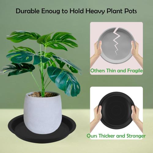 4 Pack 14 Inch Round Plant Saucers for Less 12 Inch Pot Indoors Outdoors Plant Trays for Pots Planter Saucer Plastic Drip Tray Planter Water Tray(Black, 13.8(4pcs))