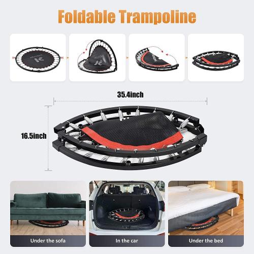 KENSONE 40/48 Foldable Mini Trampoline, Indoor Trampoline for Kids, Adults Indoor/Garden Workout, Fitness Rebounder with Adjustable Foam Handle, Max Load 330/450 lbs