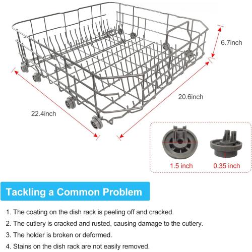 Upgraded Samsung Dishwasher DD82-01073A Lower Rack Assembly Replacement for Samsung Dishwasher Dishrack Modle DW80R5061/DW80R5060/DW80K7050UG /DW80K5050US Series