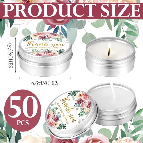 MTLEE 40 Pcs Wedding Candles Gift Favors (Pink Rose)