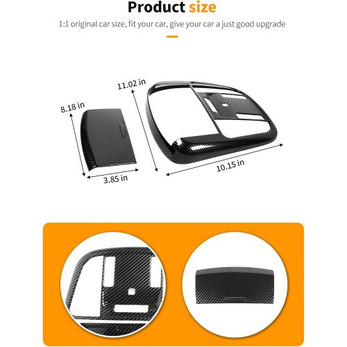 Hoolcar Carbon Fiber Roof Reading Light Cover Trim Fit for 2011-2024 2025 Dodge Charger/Durango/Chrysler 300 Roof Reading Lamp Decals Sticker Kits Interior Accessories (B)