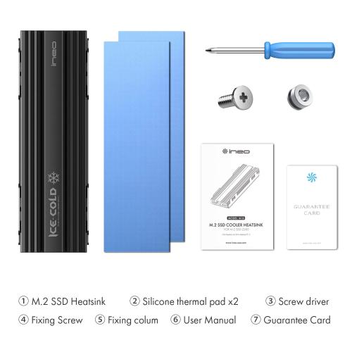 ineo M.2 heatsink 2280 SSD with Thermal Silicone pad for PC / PS5 M.2 PCIE NVMe SSD [M16]