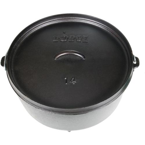 Lodge 10 Quart Pre-Seasoned Cast Iron Camp Dutch Oven with Lid - Dual Handles - Use in the Oven, on the Stove, on the Grill or over the Campfire - Black