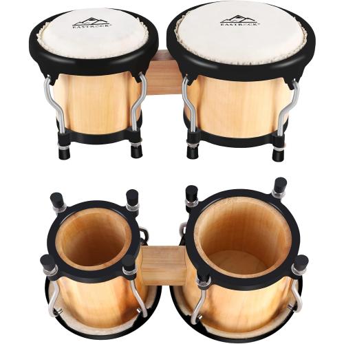 EastRock Bongo Drum 4” and 5” Set for Adults Beginners Professionals Tunable Wood and Metal Drum Percussion Instruments With Tuning Wrench