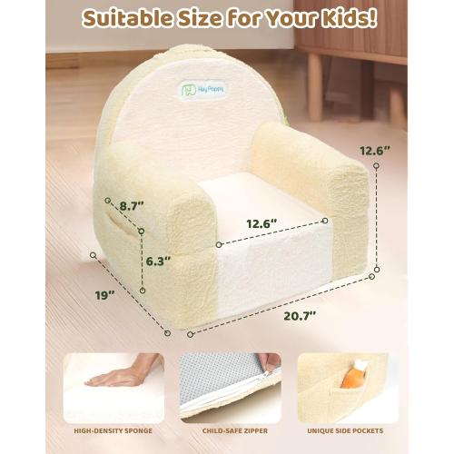 Toddler Chair, Comfy Foam Kids Couch with Soft Velvet Cover, Toddler Couch for Gaming and Studying, Kids Sofa That Fits Nicely with Any Modern Decor, Beige