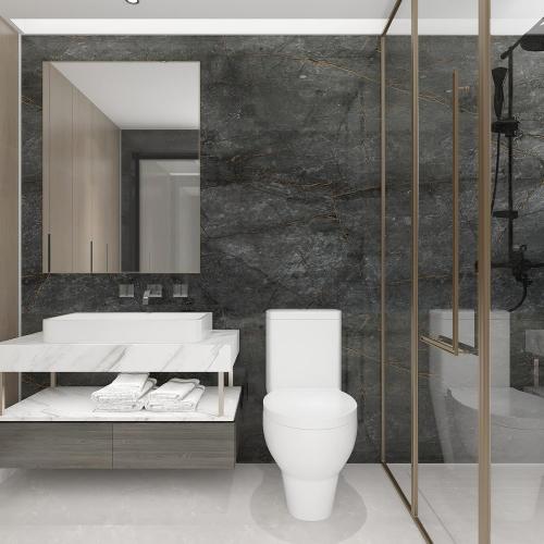 JSEVEM Extra Wide Thick Large Size Dark Grey Cyan Gold Marble Wallpaper Peel and Stick Glossy Gray Cyan Marble Contact Paper Faux Granite Wall Sticker for Bedroom Bathroom Living Room Walls