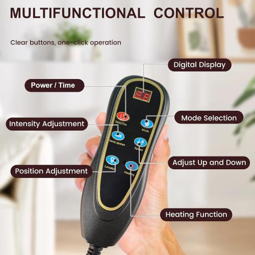 Full Body Massage Mat with 10 Vibration Heads, 9 Speeds & 3 Heat Levels - Rechargeable Heating Pad for Back Neck Shoulder Relief at Home Office