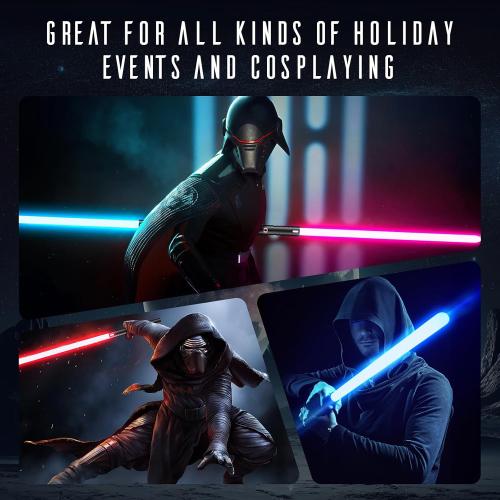 Lightsaber, LED Light Saber with 15 RGB Colors, Lightsabers for 3 Modes, Light Sabers with Connectors, Lightsabers for Dueling, Lightsaber Toy for Adults, Kids, 2 Pack(Black)