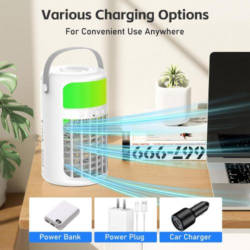 Portable Air Conditioner, 2025 Upgraded 4-IN-1 Ultra-Quiet Design Portable AC Unit with 2 Cool Mist & Speeds1500ml Remote Control Air Conditioner Evaporative for Home,Office,Bedroom, Camping