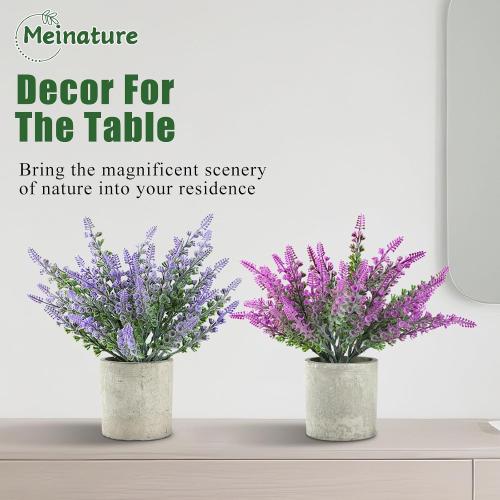 Plant Stand Indoor，3-Pack Lifelike Artificial Lavender ，Artificial Plants Indoor, Nordic Lavender Table Decor，Biodegradable Pot,Suitable for Home and Office Décor
