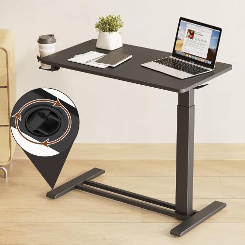 FLEXISPOT Mobile Standing Desk with Wheels Pneumatic Laptop Desk Rolling Computer Cart Movable Height Adjustable Small Sit Stand Workstation Home Use (31.5 W x 17.7 D, *****WHITE!!!!!*****)