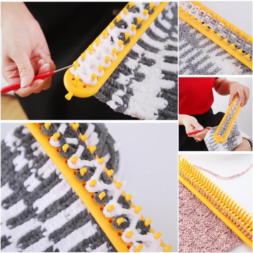 cureder Knitting Loom Long Knitting Loom Kit- Set of 4 Plastic Looms Knitting with 2 Knitting Yarn Loom Needle and 2 Plastic Loom Pick, Fit Craft Kit Tool for Giveaways Souvenirs, Gifts