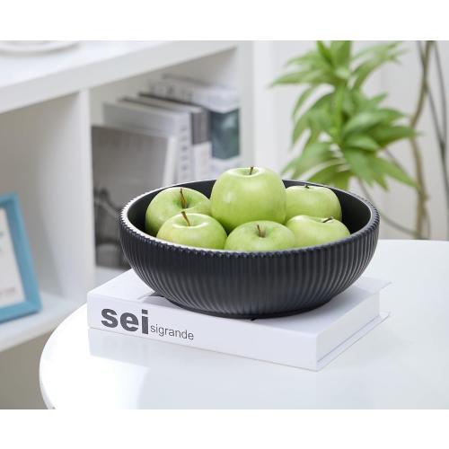 Aotea Crafts - Concrete Black Fruit Bowl for Kitchen Counter - Decorative Modern Industrial, Minimalist Fruit & Centerpiece Bowl - Sealed & Durable - Handcrafted -10 inch