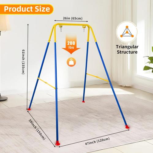Foldable Swing Stand for Kids, Heavy-Duty Metal Swing Frame for Indoor/Outdoor, Suitable for Most Baby Toddler Swings, Easy to Assemble & Store, Swings not Included (Blue)