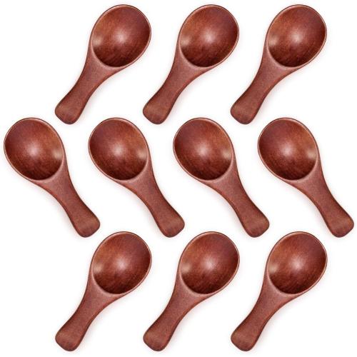 HANSGO 10PCS Small Wooden Spoons, 3.25 Inch Wooden Teaspoons, Cute Little Spoons for Spices, Bath Salt, Grains, Sugar, Coffee, Powder, Dessert, Loose-leaf Tea, Best Gifts, Sturdy & Lightweight