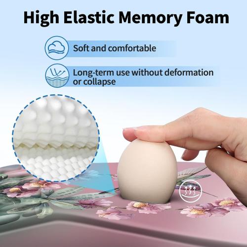Ergonomic Mouse Pad with Wrist Rest Support, Mousepad with Comfortable Memory Foam Wrist Rest and Non-Slip PU Base for Pain Relief, Computer, Laptop, Office, Home (Hummingbird)