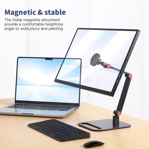 Portable Monitor Stand Magnetic Quick-Release - Foldable 10 10.1 10.5 11 11.6 12 12.5 15.6 17 17.3 18 18.5 inch Portable Monitor 75x75mm Vesa Mount Folding Travel Monitor Stand FS07A