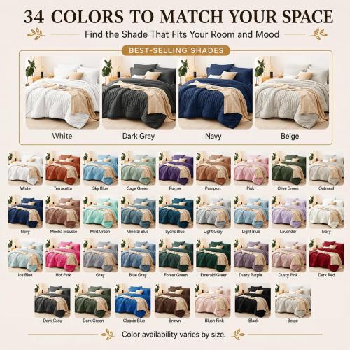 CozyLux King Size Comforter Set, 7 Pieces White Seersucker Bed in a Bag