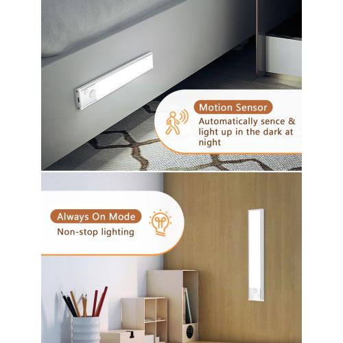 Under Cabinet Rechargeable Lighting: Motion Sensor Dimmable Lights Indoor - Battery Operated Lights - Wireless Activated Closet Light Magnetic Led Light for Kitchen Home Bathroom Counter 3 Pack