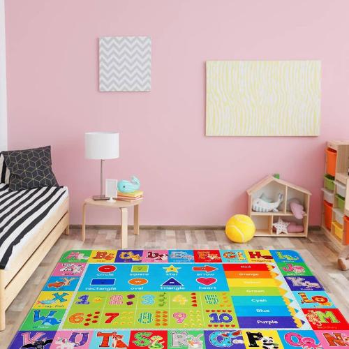 Baby Play Mat Kids Rug for Floor, Playmat for Kids Toddlers Infant, Extra Large Thick Playtime Collection ABC, Numbers, Animals Educational Area Rugs for Playroom (59 x 39.4 Inch)