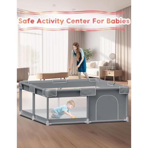 Baby Playpen Baby Play Pen for Babies and Toddlers Safe Anti-Fall Baby Play Yards Indoor & Outdoor Sturdy Safety Baby Activity Center with Soft Breathable Mesh Baby Fence 50×50 Inch