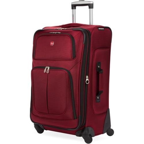 SWISSGEAR Sion Softside Expandable Spinner Luggage Durable Lightweight Travel Suitcase, Burgundy, Checked-Medium