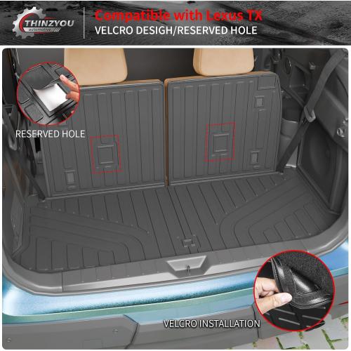 Cargo Mat for 2024-2026 Lexus TX350 TX500h TX550h  6&7 Seats | TPE All Weather Trunk Mat with Backrest Mat, Cargo Mat Cargo Liner Trunk Liner Back Seat Protector TX Accessories